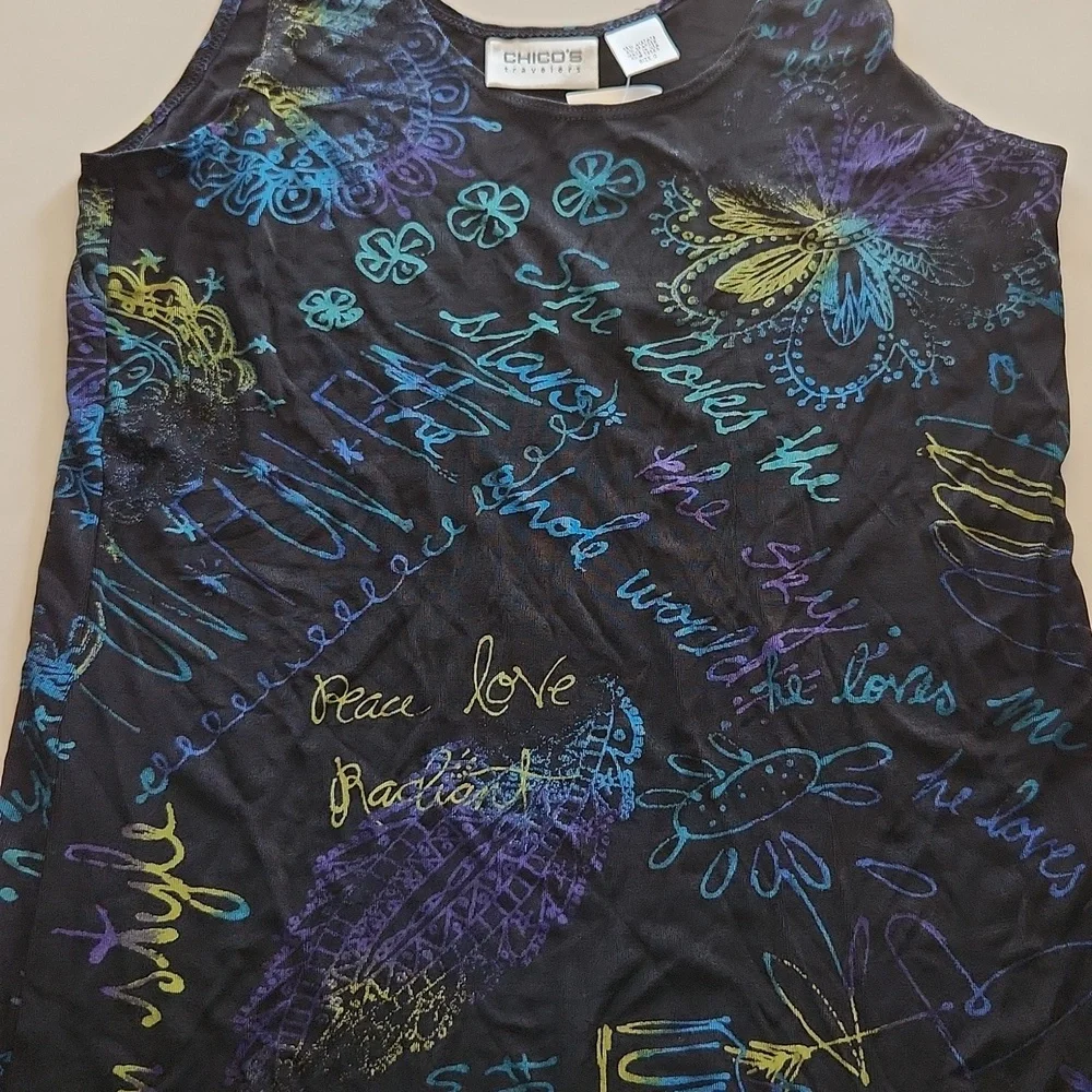 Chico's Multicolored Tank Top Size 0 - Picture 4 of 6